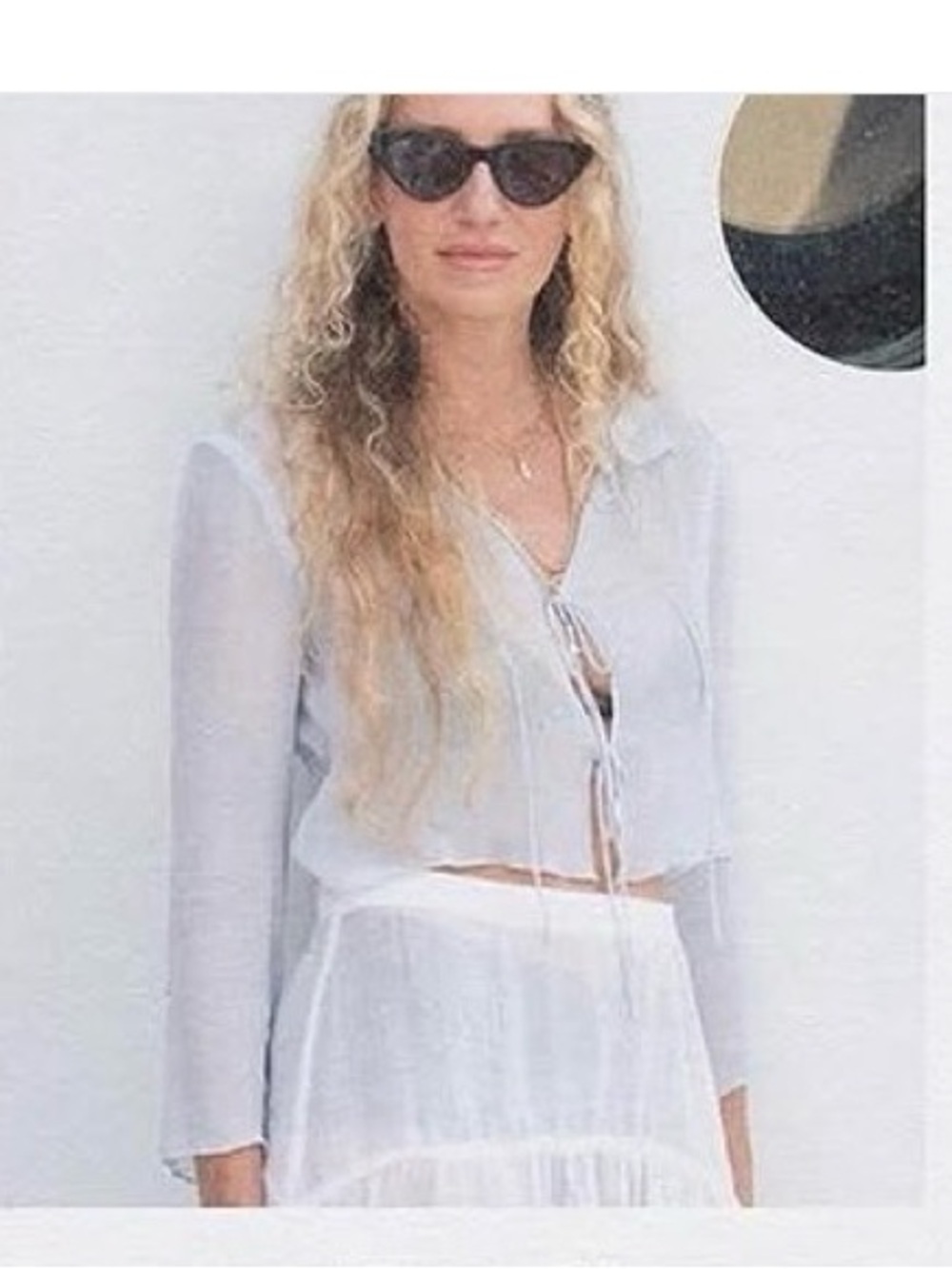 Maryam Nassir Zadeh x J. Crew Light Blue Sheer Tie-Front Silk-Chiffon Blouse - Picture 6 of 7